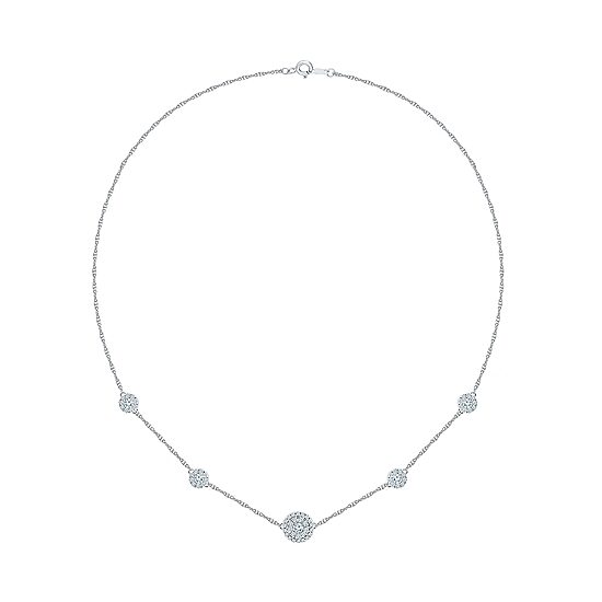 Womens 1 CT. T.W. Natural White Diamond Sterling Silver 18 Inch Pendant Necklace