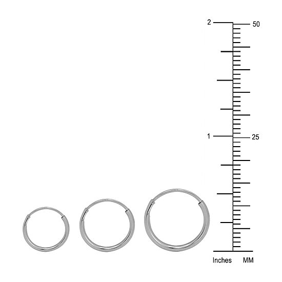 Womens 10K White Gold 3 Pair Earring Set