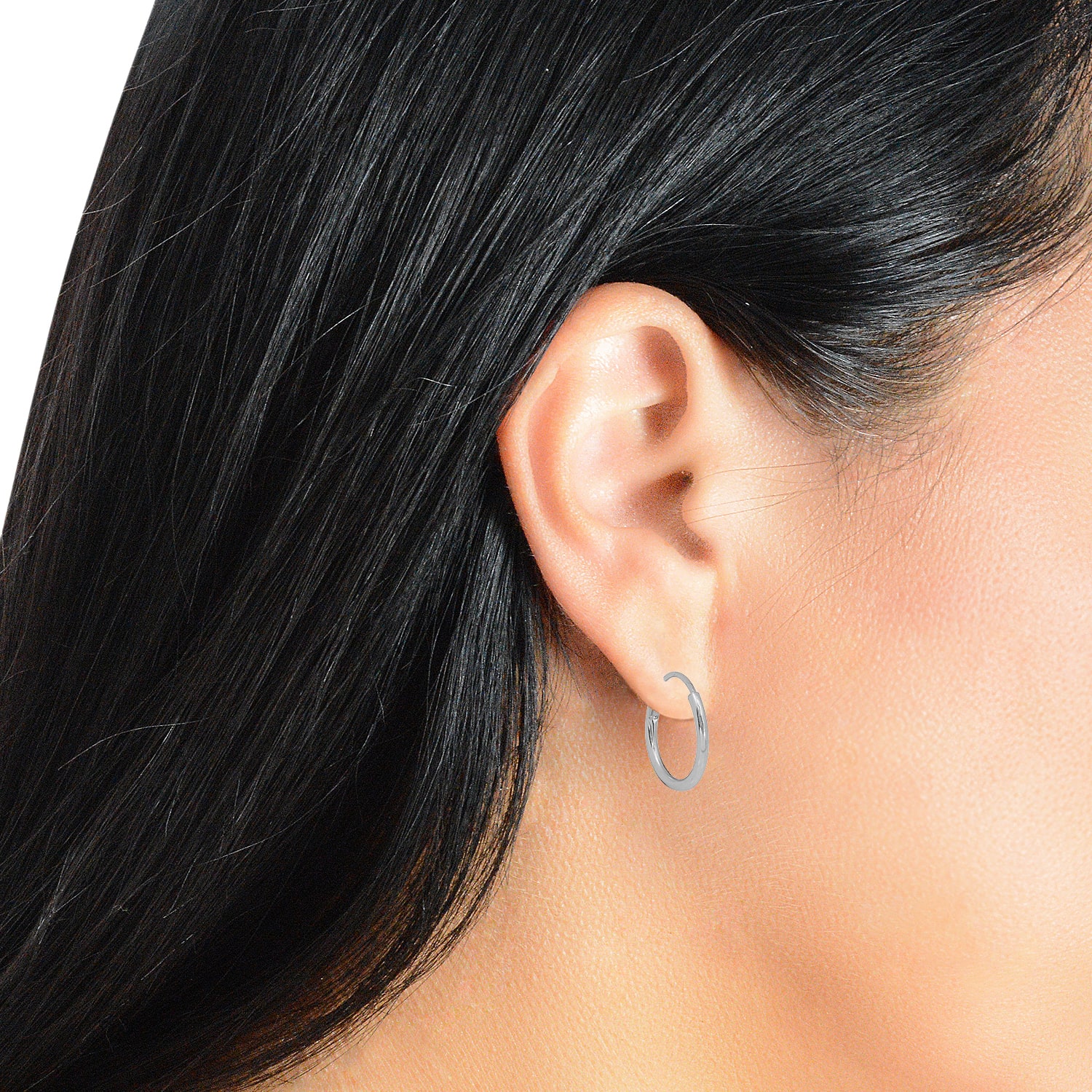 Womens 10K White Gold 3 Pair Earring Set