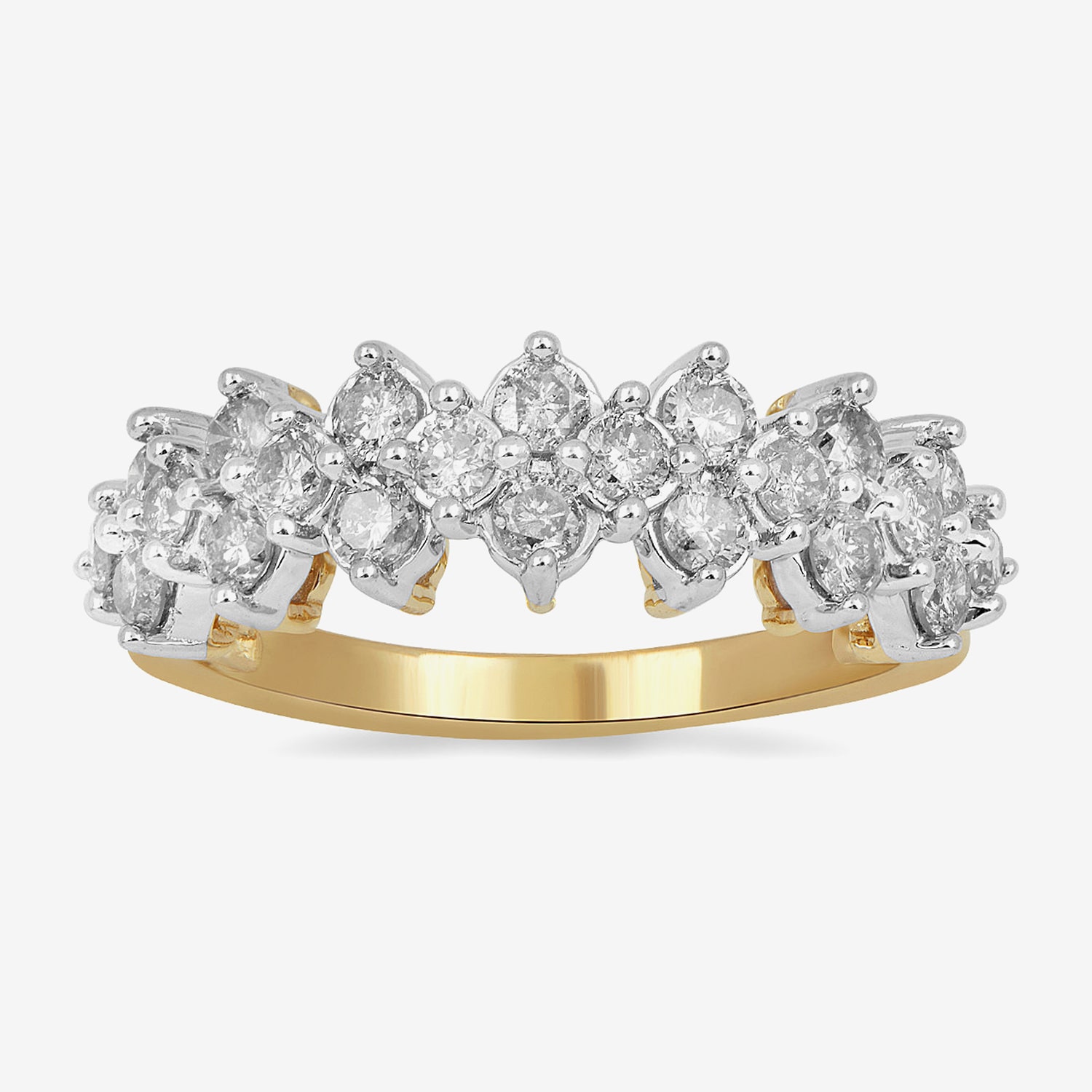 Womens 23.5MM 1 CT. T.W. Natural White Diamond 10K Gold Cluster Band