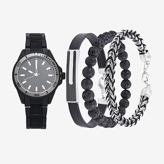 Mens Black 4-pc. Watch Boxed Set Mac7095jc