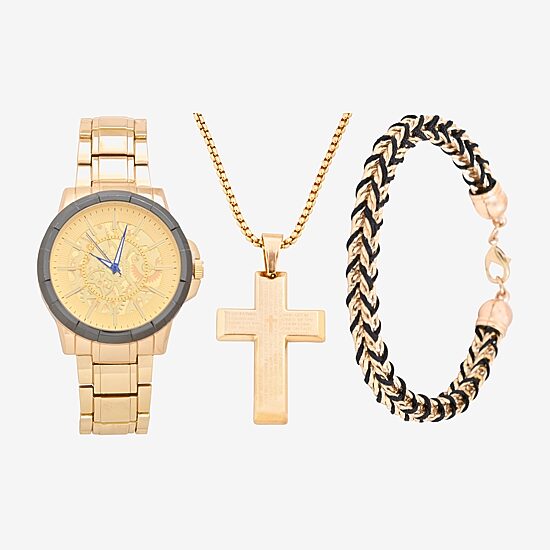 Mens Gold Tone 3-pc. Watch Boxed Set Mac7100jc