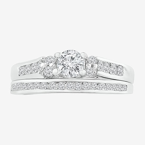 Womens 1/2 CT. T.W. Natural White Diamond 10K Gold Round Bridal Set