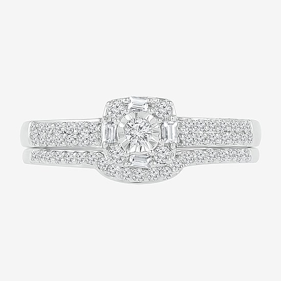 Womens 3/8 CT.T.W. Natural Diamond 10K White Gold Bridal Set