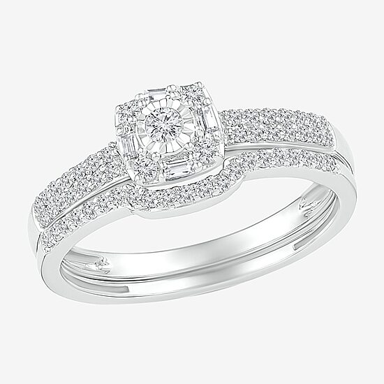 Womens 3/8 CT.T.W. Natural Diamond 10K White Gold Bridal Set
