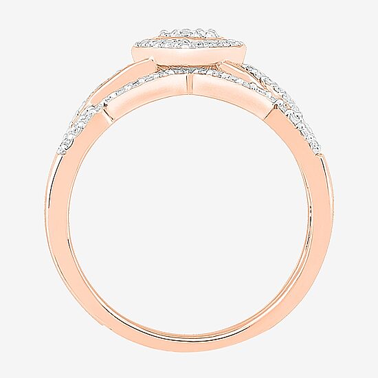 Womens 1/3 CT. T.W. Natural White Diamond 10K Gold Heart Halo Bridal Set