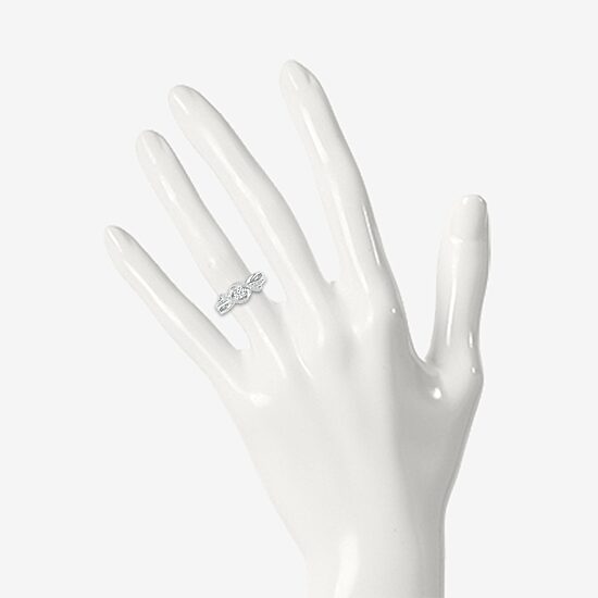 Promise My Love Womens 1/6 CT. T.W. Natural White Diamond Sterling Silver Round Bypass  Promise Ring