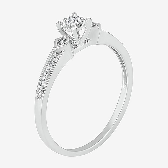 Promise My Love Womens 1/10 CT. T.W. Natural White Diamond Sterling Silver Round Promise Ring