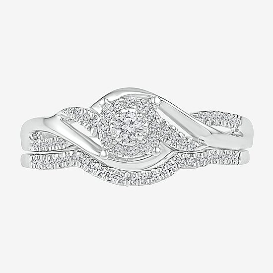 Promise My Love Womens 1/4 CT. T.W. Natural White Diamond Sterling Silver Round Promise Ring