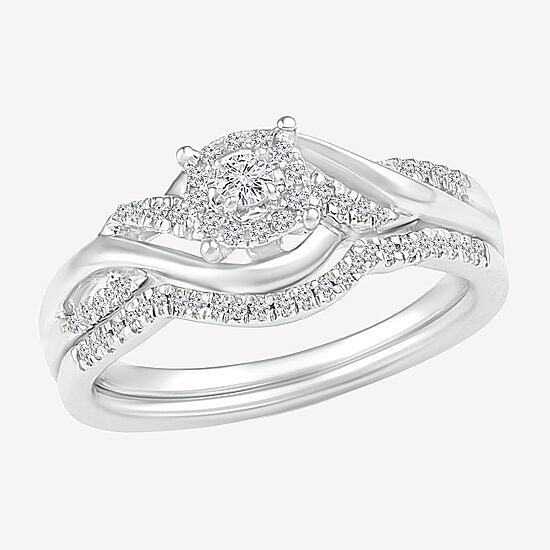 Promise My Love Womens 1/4 CT. T.W. Natural White Diamond Sterling Silver Round Promise Ring