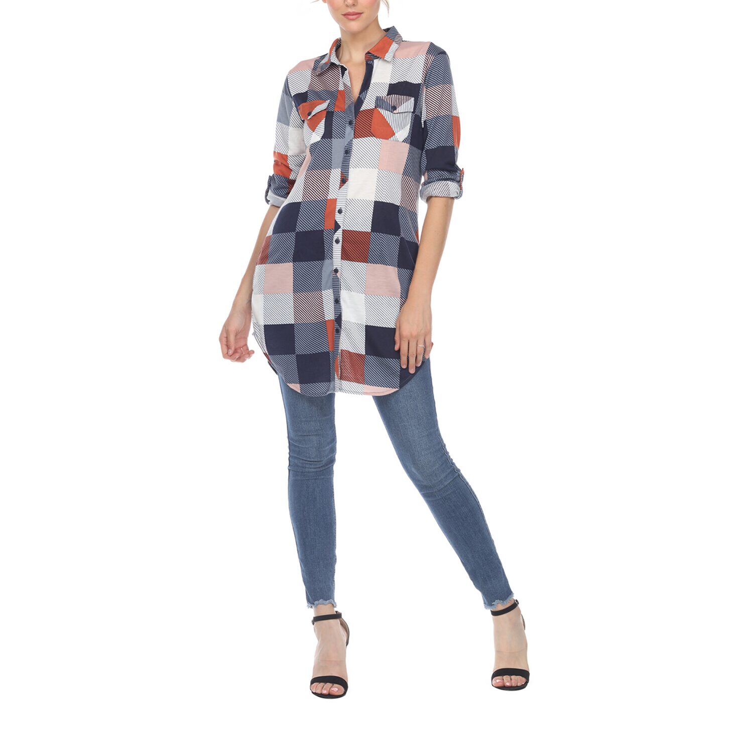 White Mark Womens Long Sleeve Tunic Top