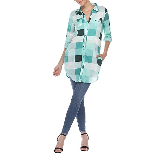 White Mark Womens Long Sleeve Tunic Top