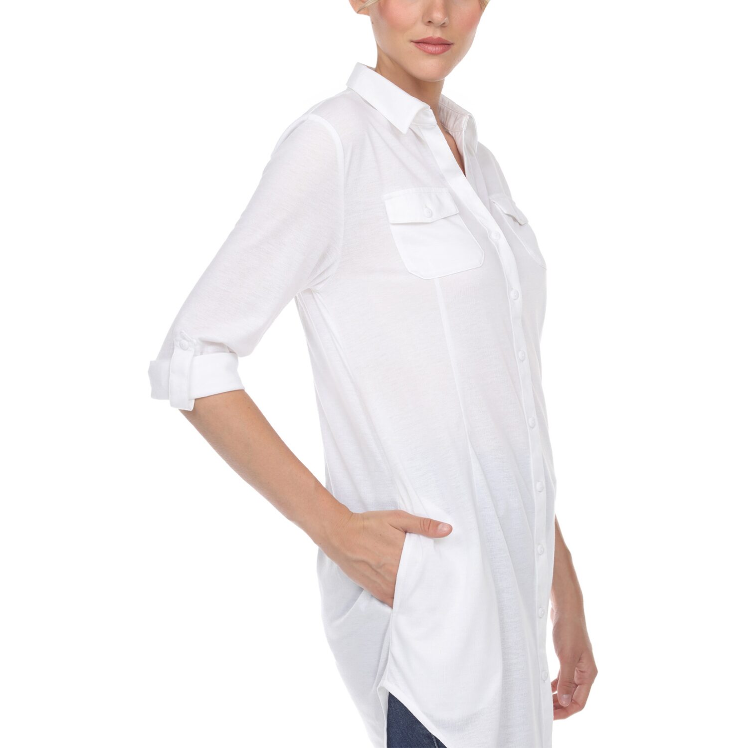 White Mark Womens Long Sleeve Tunic Top