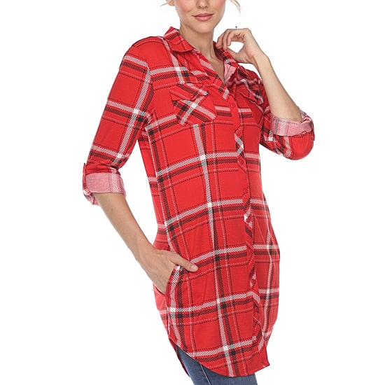 White Mark Womens Roll Tab Long Sleeve Regular Fit Button-Down Shirt