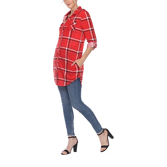 White Mark Womens Roll Tab Long Sleeve Regular Fit Button-Down Shirt