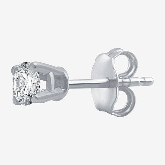 Womens 1/8 CT. Natural White Diamond 10K Gold 3.2mm Round Single Earring