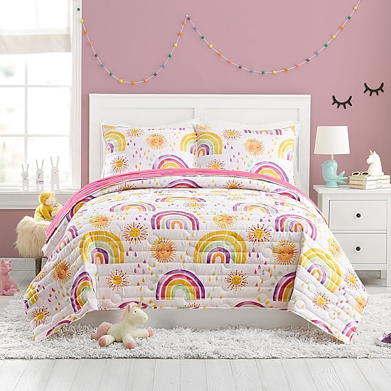 Urban Playground Rainbows Suns Reversible Quilt Set