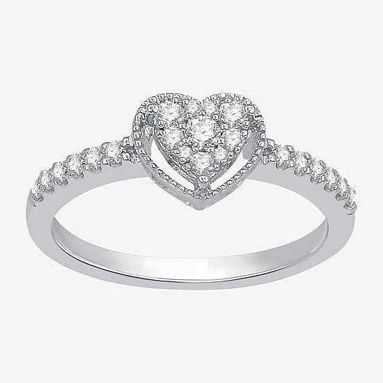 1/4 CT.T.W. Natural Diamond Heart-Shaped Promise Ring