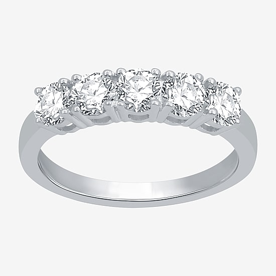 1 CT.T.W. Natural Diamond 10K White Gold 5-Stone Wedding Band