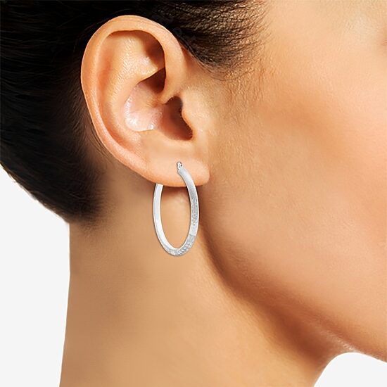 Womens 10K Gold 35mm Round Hoop Earrings