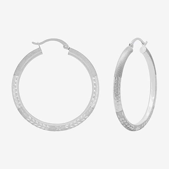 Womens 10K Gold 35mm Round Hoop Earrings