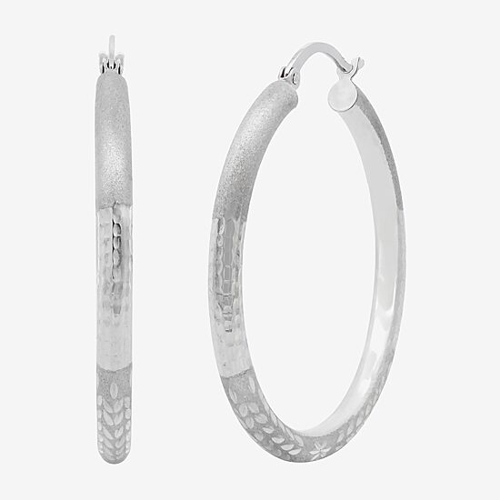 Womens 10K Gold 35mm Round Hoop Earrings
