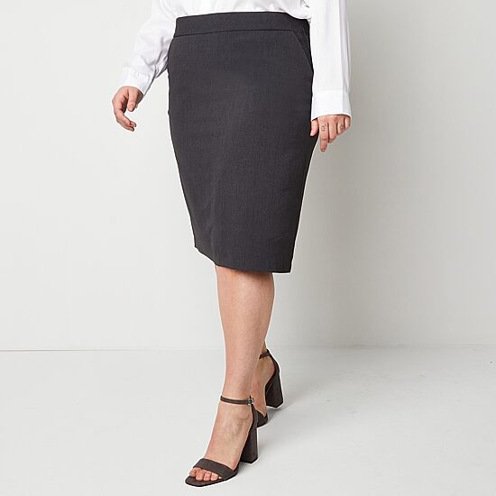 Liz Claiborne Womens Plus Mid Rise Pencil Skirt