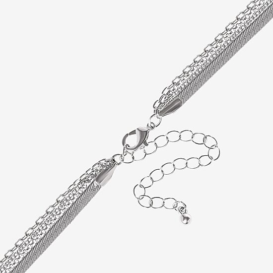 JS Jessica Simpson Silver Tone Womens Multi Color Glass 20 Inch Strand Necklace