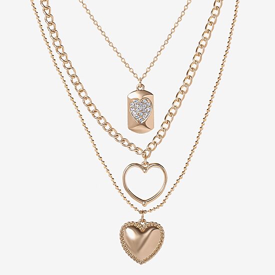 JS Jessica Simpson Gold Tone Womens Crystal 19 Inch Strand Necklace