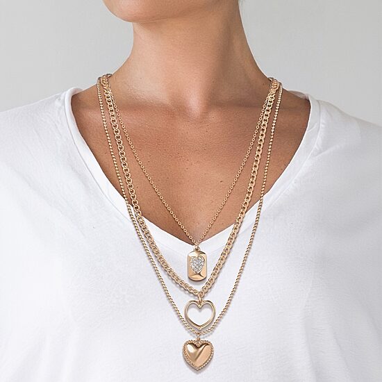 JS Jessica Simpson Gold Tone Womens Crystal 19 Inch Strand Necklace