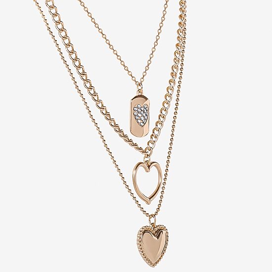 JS Jessica Simpson Gold Tone Womens Crystal 19 Inch Strand Necklace