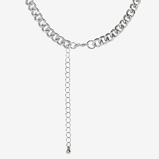 JS Jessica Simpson Silver Tone Womens Alloy Heart 16 Inch Pendant Necklace