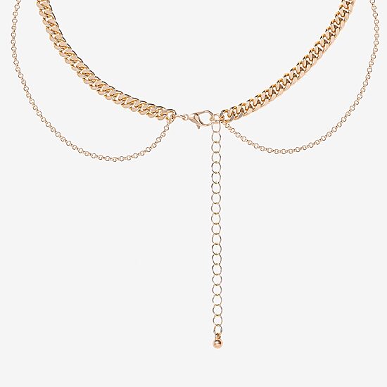 JS Jessica Simpson Gold Tone Womens Glass 16 Inch Strand Necklace