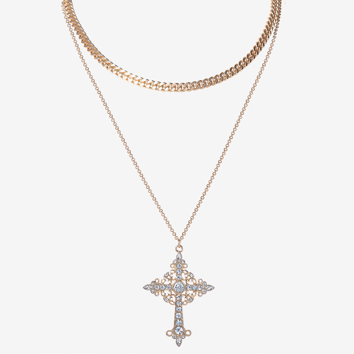 JS Jessica Simpson Gold Tone Womens Glass 16 Inch Strand Necklace