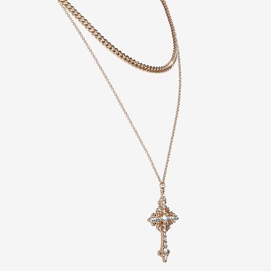 JS Jessica Simpson Gold Tone Womens Glass 16 Inch Strand Necklace