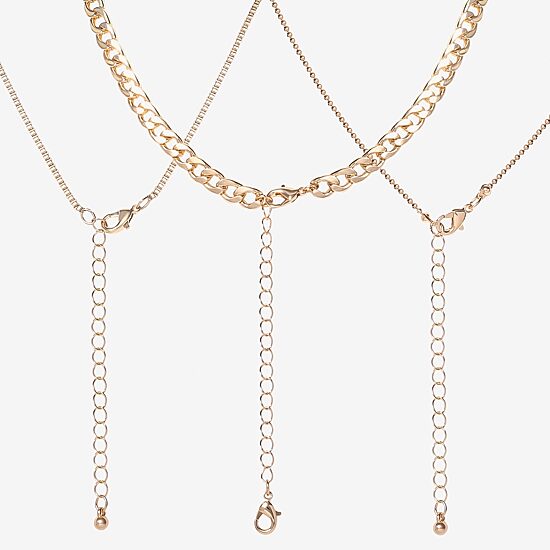 JS Jessica Simpson Gold Tone Womens Glass 18 Inch Strand Necklace