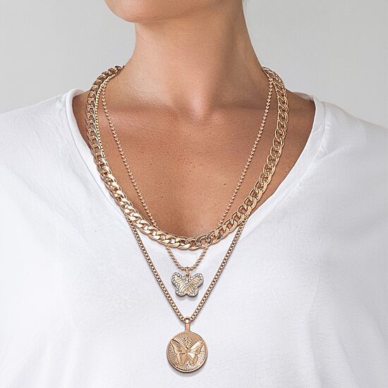 JS Jessica Simpson Gold Tone Womens Glass 18 Inch Strand Necklace