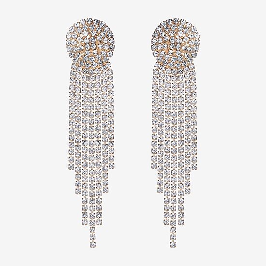 JS Jessica Simpson Gold Tone Womens Crystal Drop Earrings