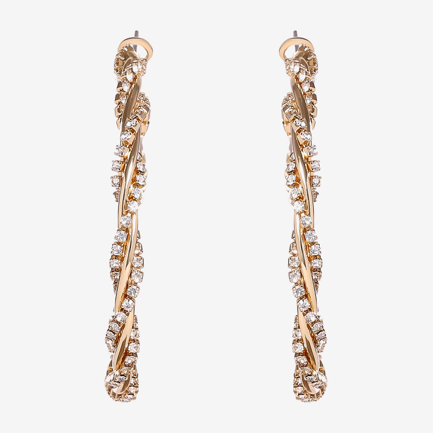 JS Jessica Simpson Gold Tone Womens Crystal 50.4mm Hoop Earrings
