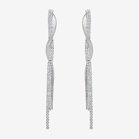 JS Jessica Simpson Silver Tone Womens Glass Drop Earrings