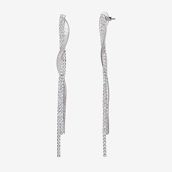 JS Jessica Simpson Silver Tone Womens Glass Drop Earrings