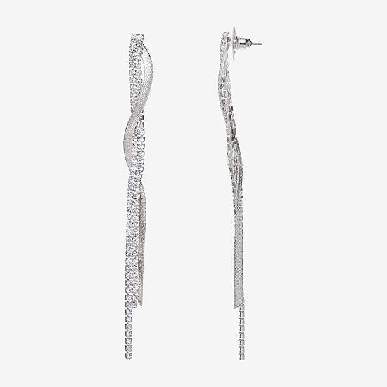 JS Jessica Simpson Silver Tone Womens Glass Drop Earrings