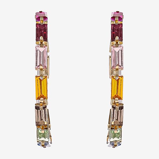 JS Jessica Simpson Gold Tone Womens Multi Color Glass 58mm Hoop Earrings