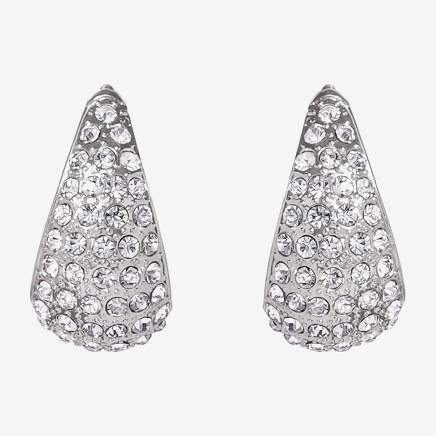 JS Jessica Simpson Silver Tone Womens Glass 29.3mm Hoop Earrings