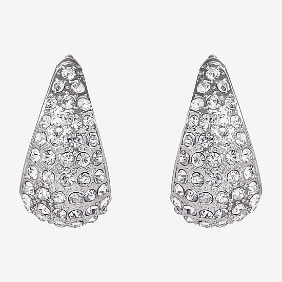JS Jessica Simpson Silver Tone Womens Glass 29.3mm Hoop Earrings