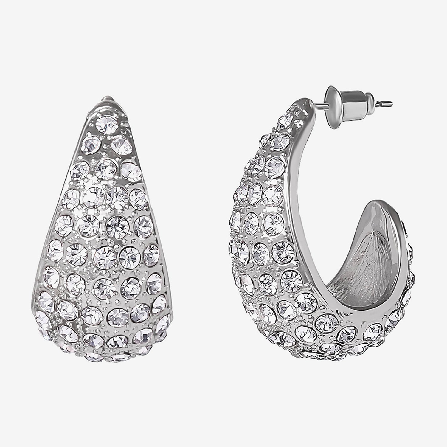 JS Jessica Simpson Silver Tone Womens Glass 29.3mm Hoop Earrings