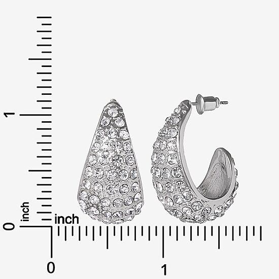 JS Jessica Simpson Silver Tone Womens Glass 29.3mm Hoop Earrings
