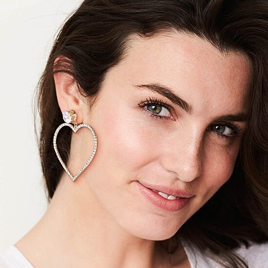 JS Jessica Simpson Gold Tone Womens Glass Heart Drop Earrings