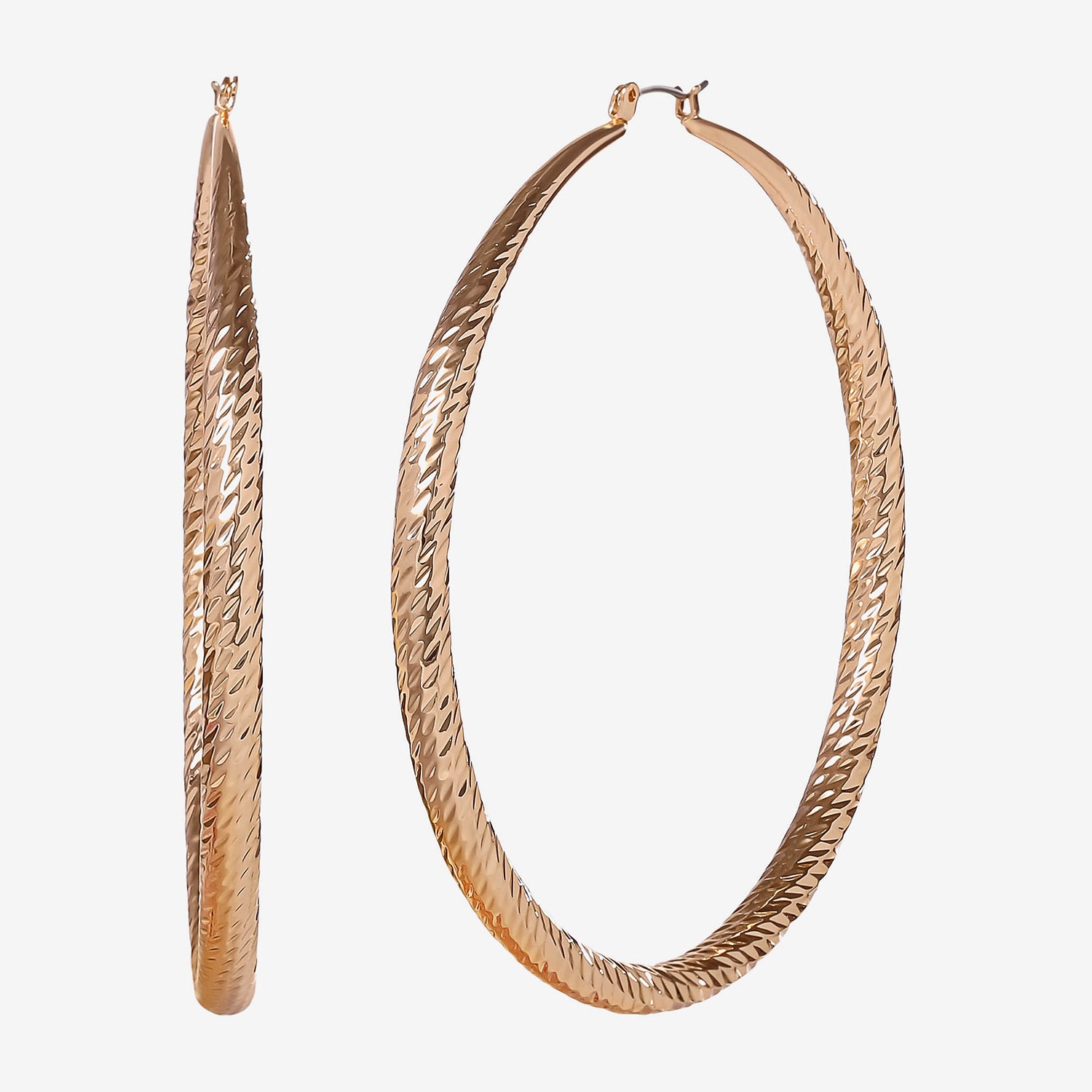 JS Jessica Simpson Gold Tone Womens 79.3mm Hoop Earrings