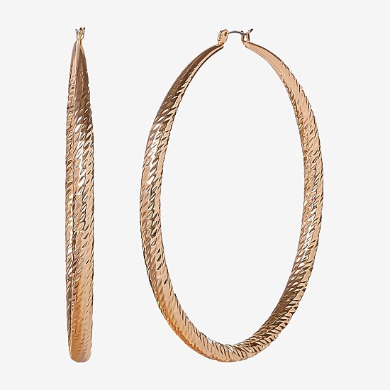 JS Jessica Simpson Gold Tone Womens 79.3mm Hoop Earrings